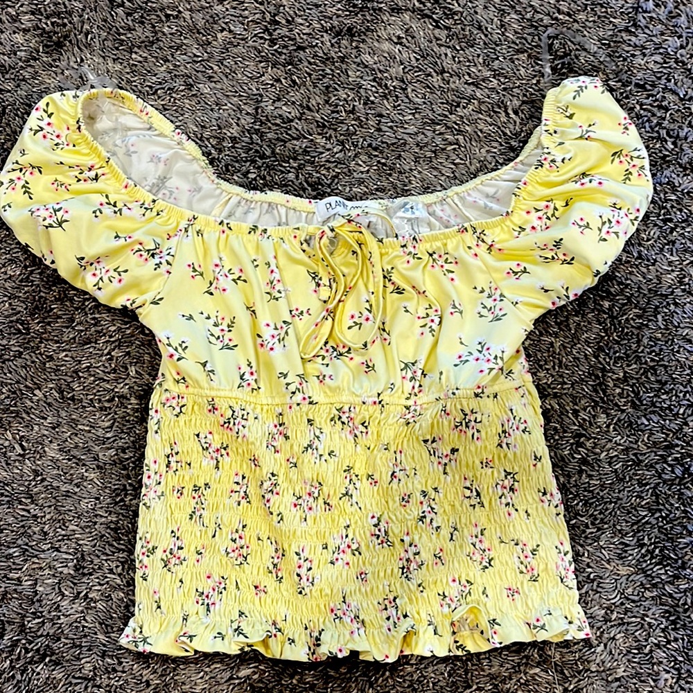 Yellow floral womens top